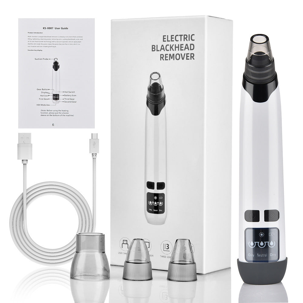 Blackhead suction heater with screen beauty instrument Electric pore cleaner new hot compress function