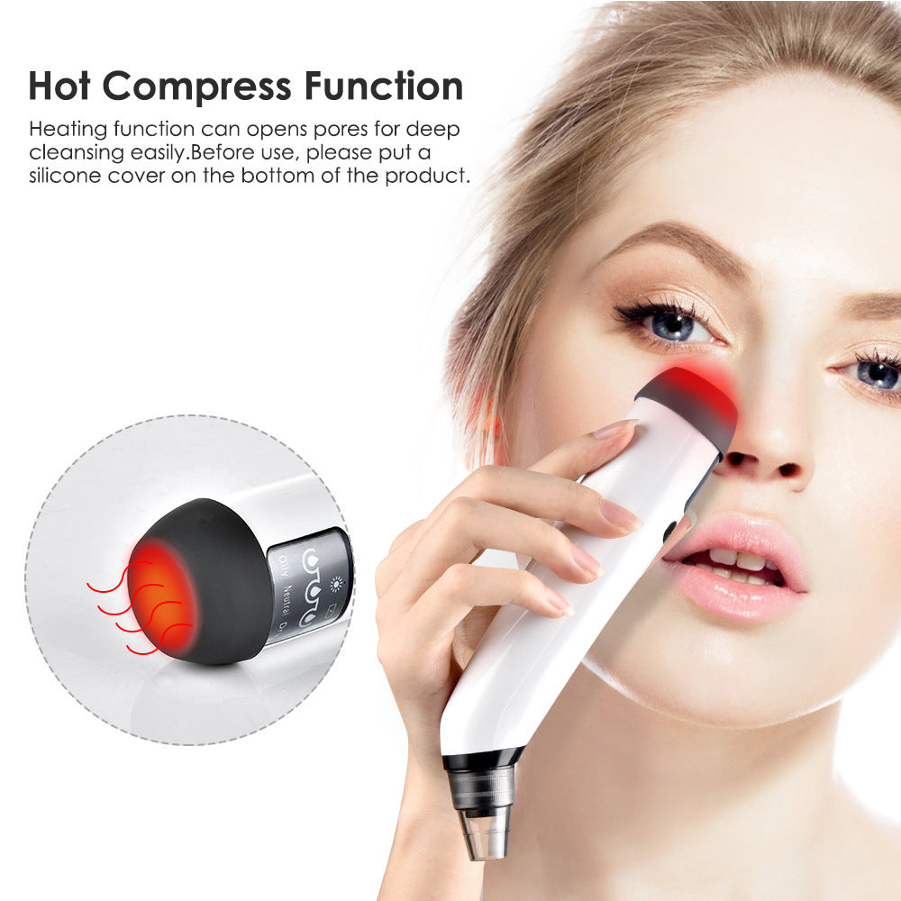 Blackhead suction heater with screen beauty instrument Electric pore cleaner new hot compress function