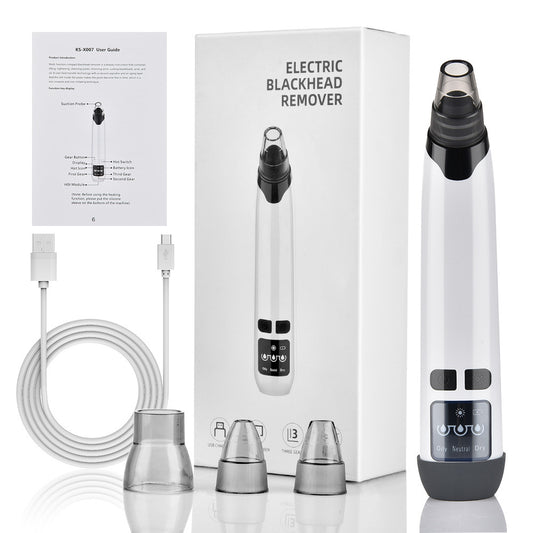 Blackhead suction heater with screen beauty instrument Electric pore cleaner new hot compress function